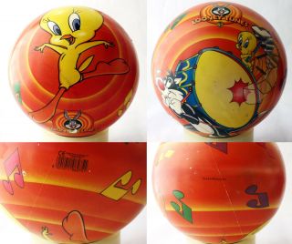 Vintage 1998 Looney Tunes Tweety Bird & Sylvester Rubber Ball Mondo Italy