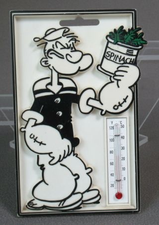 Vintage Popeye The Sailor Man W/ Spinach Wall Thermometer 1981