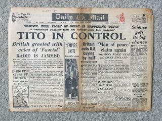 Daily Mail Newspaper 21st September 1945 Ww2 Tito