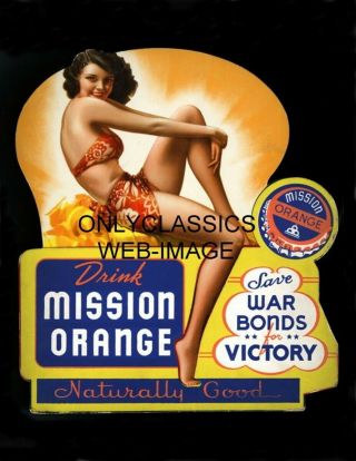Wwii Rare Rolf Armstrong Pinup Print Drink Mission Orange Soda Advertising Sign