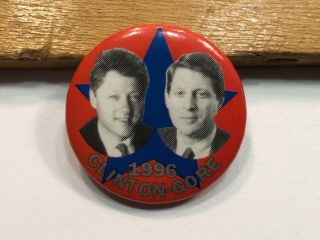 Clinton - Gore 1996 Presidential Campaign Button Official Button