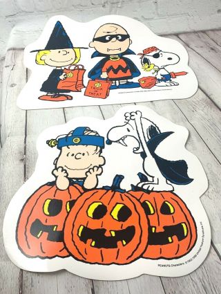 Set Of 2 Vintage Peanuts Snoopy Charlie Brown Vinyl Halloween Placemats