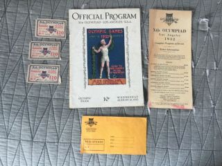 Rare 1932 Xth Olympiad Olympic Games Los Angeles Program And Tickets