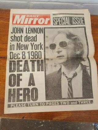 Daily Mirror Newspaper John Lennon Shot Dead 10 Dec 1980 Beatles Yoko