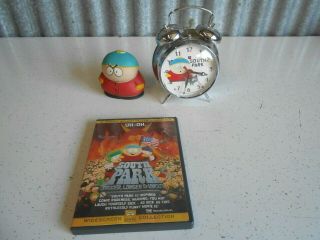 Vintage 1998 South Park Cartman Alarm Clock With Squishy Toy & Longer Uncut Dvd