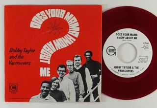 Bobby Taylor " Does Your Mama Know About Me? " Motown Soul 45 Gordy Promo Red Wax