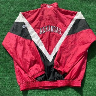 University Of Arkansas Razorbacks Hogs Vintage 90s Windbreaker Jacket Xl 4w Dp