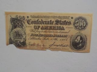 Civil War Confederate 500 Dollar Bill Advertisement Maddox Realty Inc.  Paper Csa