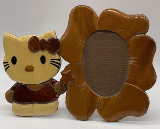 Crafted Wood Hello Kitty Picture Frame With Flower