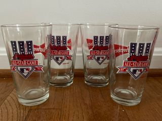 Set Of 4 Budweiser Cleveland Indians Mlb 1997 All Star Game Beer Glass