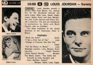 1959 Tv Ad Louis Jourdan At Americana Hotel In Miami Abbe Lane Jerry Lewis