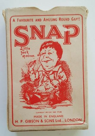 Vintage Nursery Rhyme Snap Card Game By H P Gibson & Sons Full Set & Instrutions