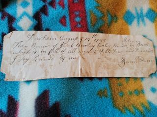 French & Indian War Era Colonial Document August 1755 - Receipt For Debt Paid