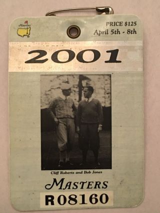 2001 Masters Ticket Badge Tiger Woods Wins Golf Badge Pga Augusta National