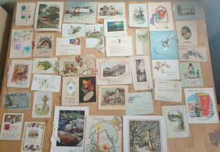 Vintage Christmas Year Cards 1900 - 1950 X40 Scrapbook Crafting