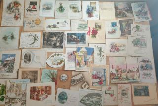 Vintage Christmas Year Cards 1900 - 1950 X43 Scrapbook Collecting