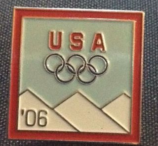 Usa 2006 Olympics Silver Tone Enamel Red White Blue Lapel Pin Pinback