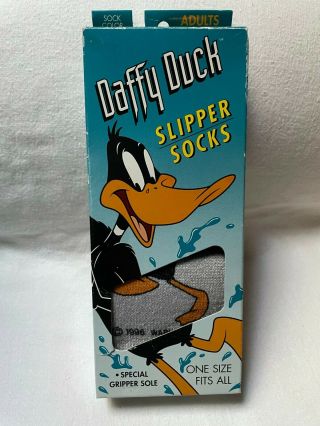 Vintage Looney Tunes Daffy Ducks Slipper Socks One Size Fits All 1996
