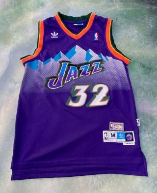 Vintage Adidas Nba Utah Jazz Karl Malone 32 Jersey Size M.