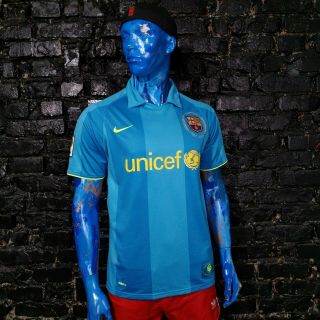 Barcelona Barca Jersey Away Football Shirt 2007 - 2008 Blue Nike Mens Size M