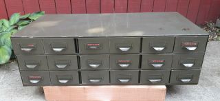 Vintage Lyons18 Drawer Metal Parts Cabinet 17 " Deep W/ Dividers Usa Lb