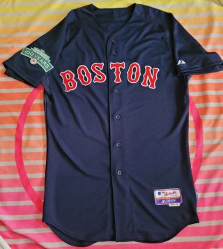 Authentic Majestic Boston Red Sox Baseball Jersey Mlb 40 Medium 100 Years Fenway