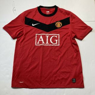 Manchester United 2009/10 Home Soccer Jersey Large Nike Epl Red Aig Men’s