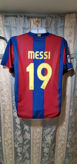 Barcelona Soccer Jersey Messi 19 Season 2007 Size L