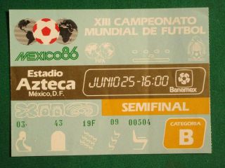 1986 Mexico Xiii Soccer World Cup June 25 Argentina 2 Vs Belgium 0 Orig Ticket
