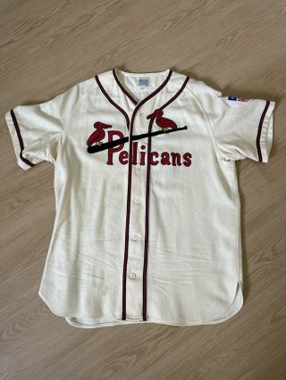 Orleans Pelicans Ebbets Field Flannels Baseball Wool Jersey Rare Size Large