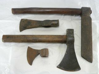 Vtg Hatchet Froe Ax Ax Heads Antique Hand Forged Log Cabin Woodworking Tools