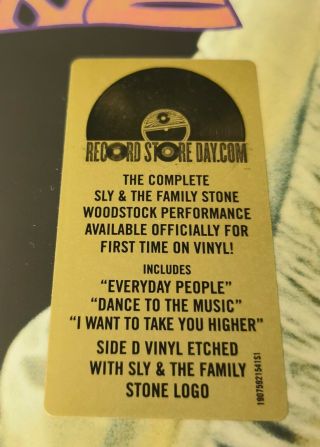 SLY AND THE FAMILY STONE LIVE AT WOODSTOCK 1969 LTD Etched RSD Double LP 2