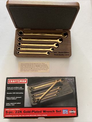 Craftsman 22k Gold Plated 2003 Limited Edition Wrench Set W/ Box