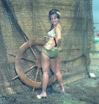 1960s Color Negative - Sexy Pinup Girl With Ship Wheel & Net - Cheesecake T940706