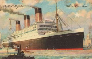 Vintage Cunard White Star Line Rms Majestic Postcard - Steamship