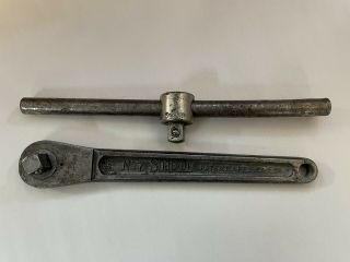 Early Antique Snap - On 1/2” No.  7 Ratchet And T - Handle Socket Wrench C1920s