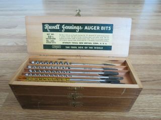 Light Use Russell Jennings Stanley 32 1/2 No 101 Auger Bits Box