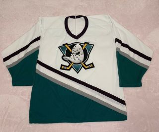 Vintage CCM Anaheim Mighty Ducks 90 ' s White Home Jersey - Adult MEDIUM 2