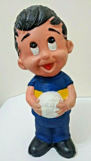 Vintage Boca Juniors Soccer Team Fan Boy Mascot Plastic Doll Argentina 1960 