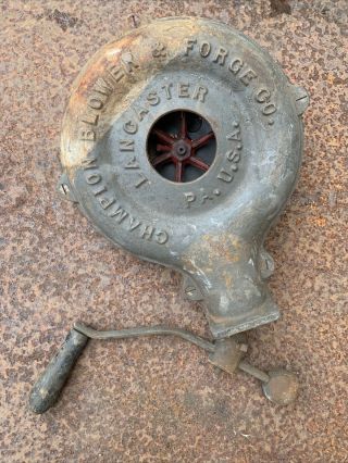 Antique Hand Crank Champion Blower & Forge Co Blacksmith Collectible Forge Tool