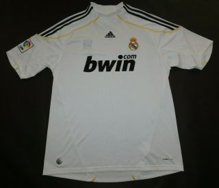 2009 - 10 Real Madrid Adidas Home White La Liga Soccer Futbol Jersey Shirt Mens Xl
