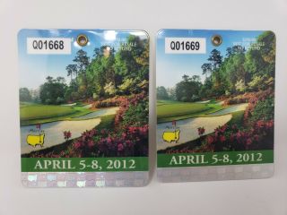 (2) 2012 Masters Badges - Augusta National Golf Club Tickets - Bubba Watson Wins