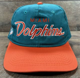 Vintage Miami Dolphins Sports Specialties Snapback Hat Cap Script The Twill