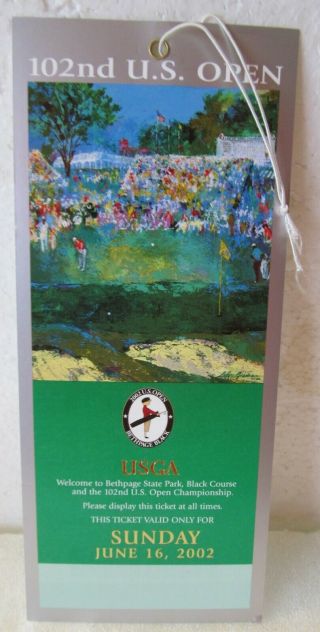 2002 U.  S.  Open Sunday Ticket - Tiger Woods - With String
