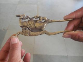 Brass Handcrafted Engraved Deer & Lion Figurine Betel Nut Cutter / Sarota