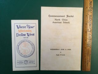 North China American School Commencement Program 1929 Missionary Leaflet 1927