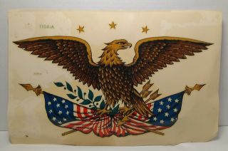 Vtg Meyercord Eagle And Flag Decal Large Gold Crafting Sticker 1104 - A Usa