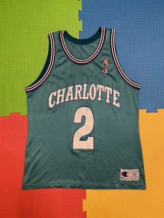 Vintage 90’s Larry Johnson Charlotte Champion Jersey Size 44 Large
