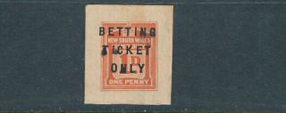 Nsw Duty Stamp.  1916.  Scarce Betting Tax Overprint.  On One Penny,  Cut Square.