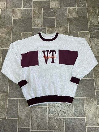 Vintage Virginia Tech Hokies Crewneck Sweatshirt Men’s Size Xl Embroidered Usa